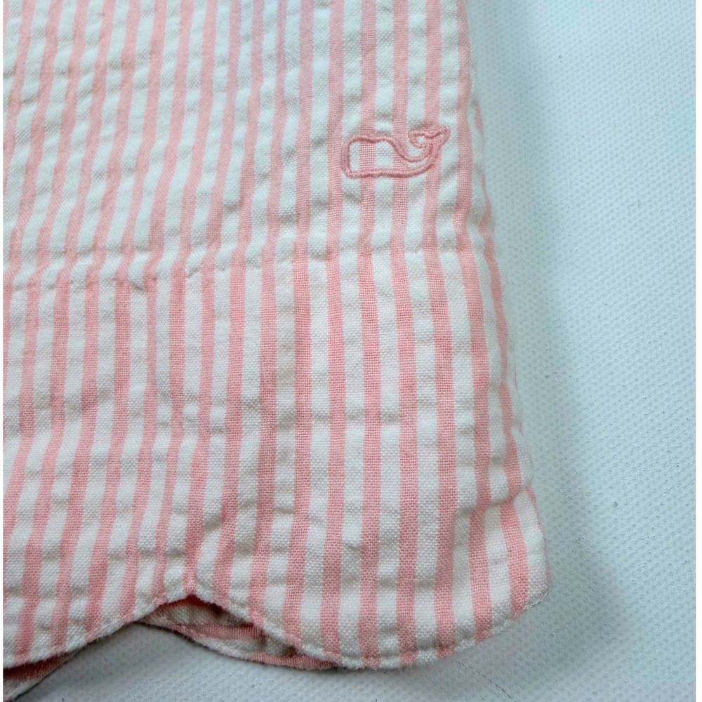 Vineyard Vines Seersucker Dress Womens 6 Pink Excellent Scalloped Hem 2Q010846 - Picture 2 of 9